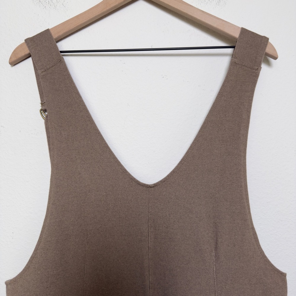 Womens Wide Leg Jumpsuit Overalls Jumpsuit Tan Brown V Neck Sleeveless Homestead - Picture 5 of 13